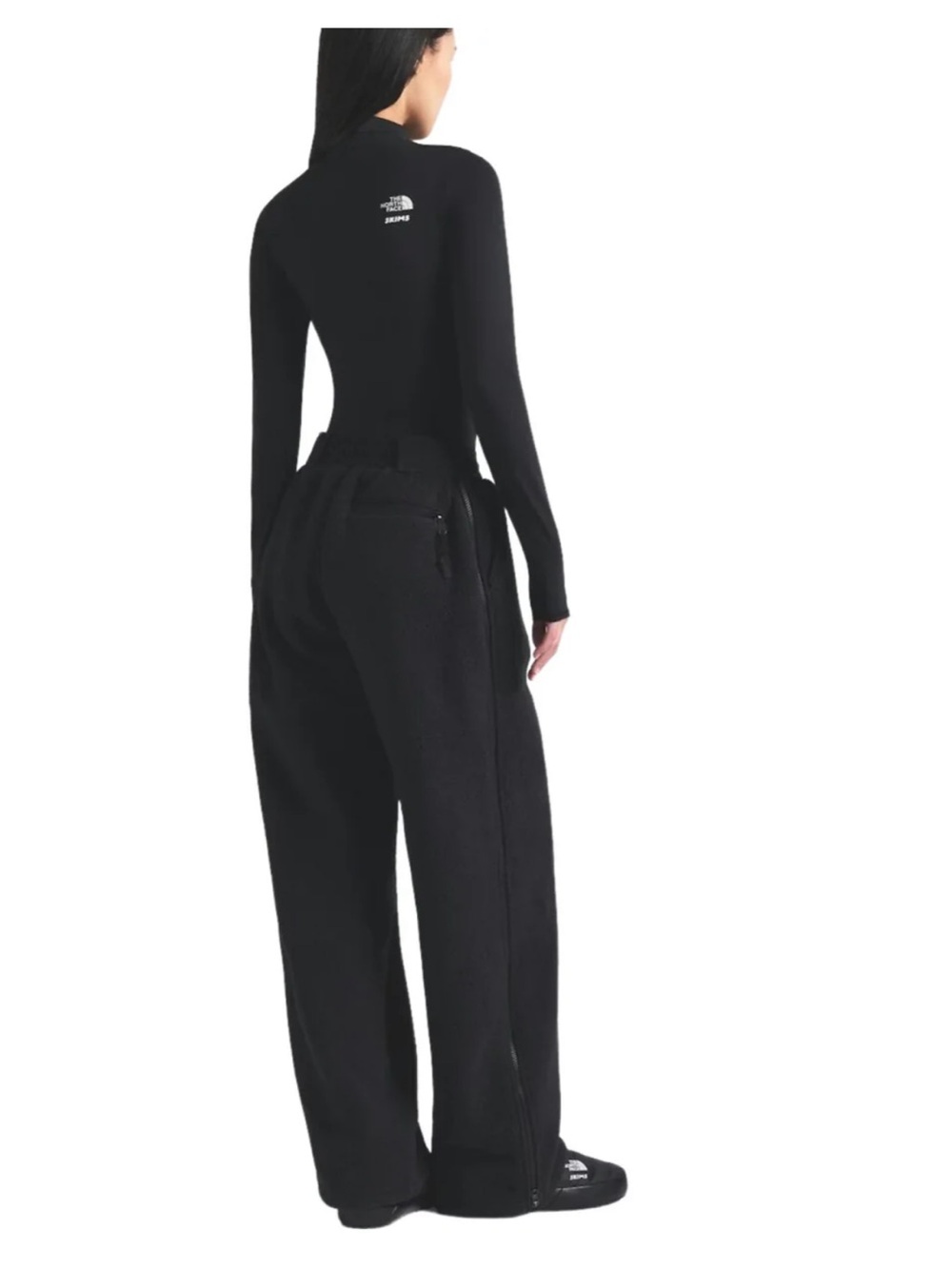Skims North Face Denali Fleece Black WideLeg Track Pants XXS/Reg BNWT!
